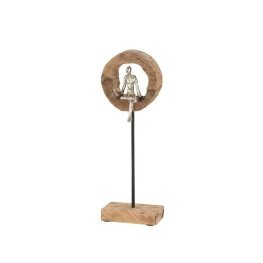 J-line Figuur Denker Ring hoog Mangohout/Aluminium Naturel/zilver