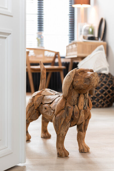 J-line Hond Stukken Teak Hout Naturel