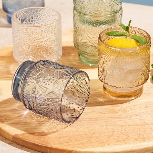 Salt en pepper glazen Flora blauwgrijs set/4
